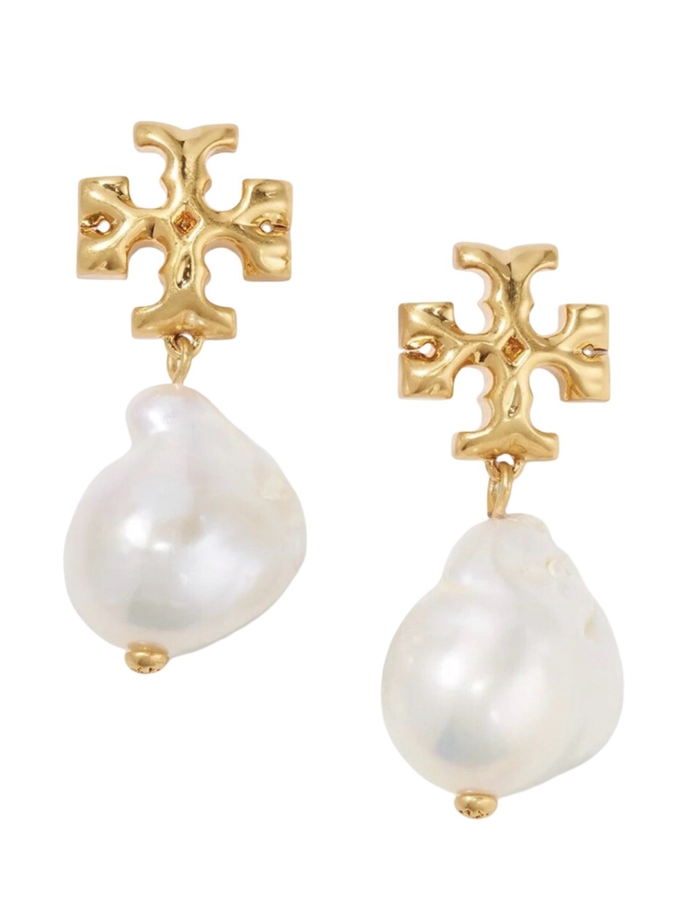 TORY BURCH • Gold Roxanne Baroque Pearl Earrings